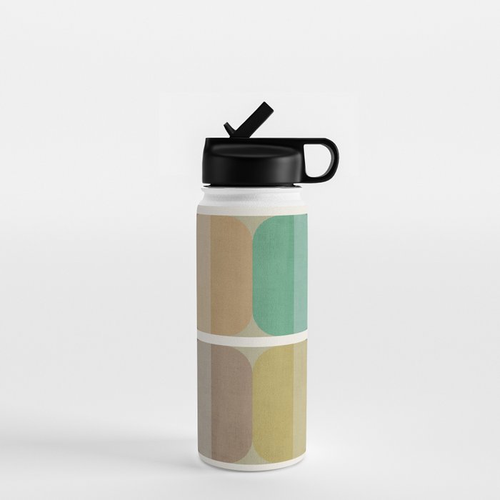 Earth Tones Modern MCM Colorful Art Water Bottle Gallery Image 1