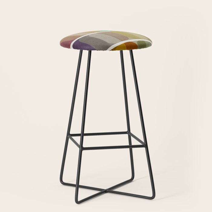 Earth Tones Modern MCM Colorful Art Stool Gallery Image 1