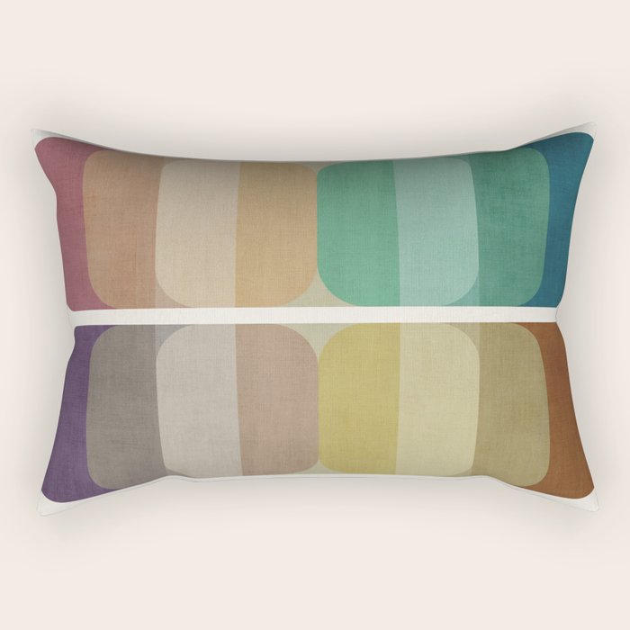 Earth Tones Modern MCM Colorful Art Rectangular Pillow Gallery Image 1