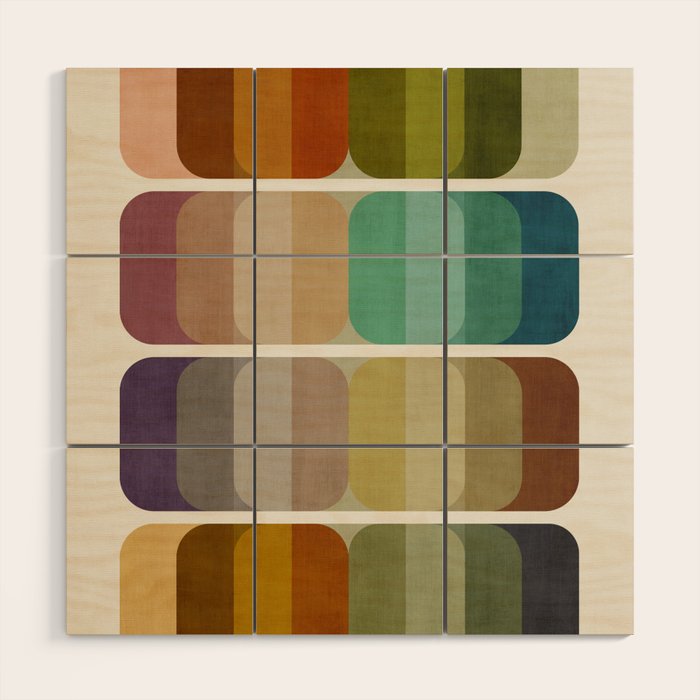 Earth Tones Modern MCM Colorful Art Wood Wall Art Gallery Image 1