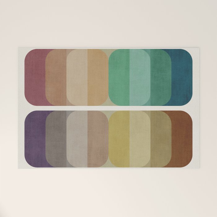 Earth Tones Modern MCM Colorful Art Welcome Mat Gallery Image 1