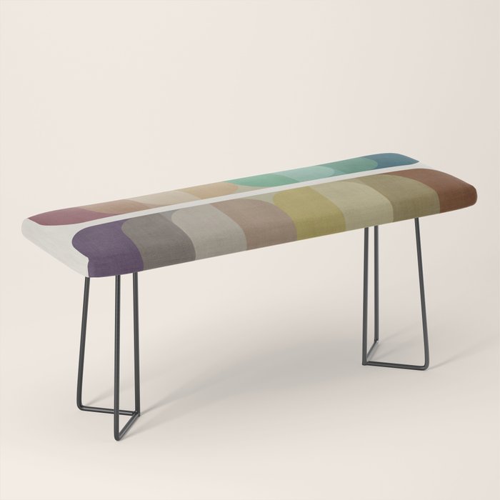Earth Tones Modern MCM Colorful Art Bench Gallery Image 1