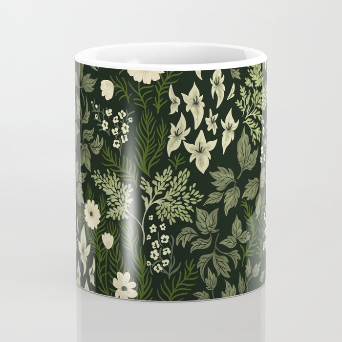 Woodland Nouveau Pattern Forest Green Coffee Mug Gallery Image 4