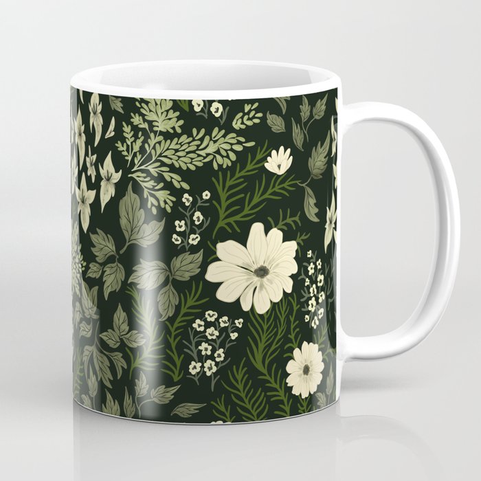Woodland Nouveau Pattern Forest Green Coffee Mug Gallery Image 1