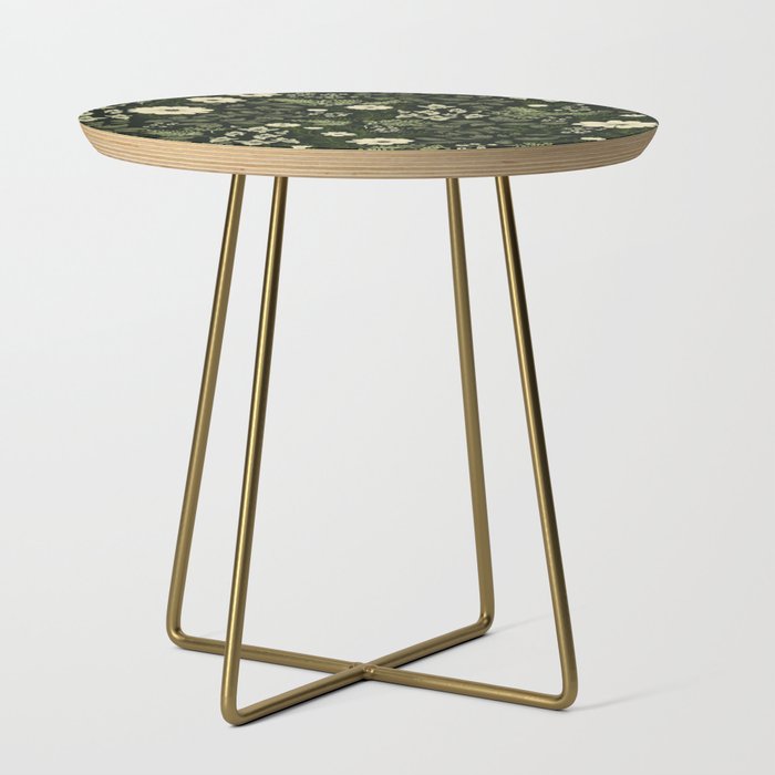 Woodland Nouveau Pattern Forest Green Side Table Gallery Image 1