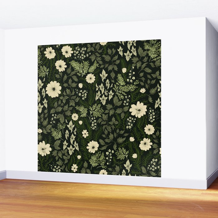 Woodland Nouveau Pattern Forest Green Wall Mural Gallery Image 2