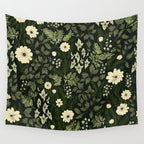 Woodland Nouveau Pattern Forest Green Wall Tapestry Gallery Image 4
