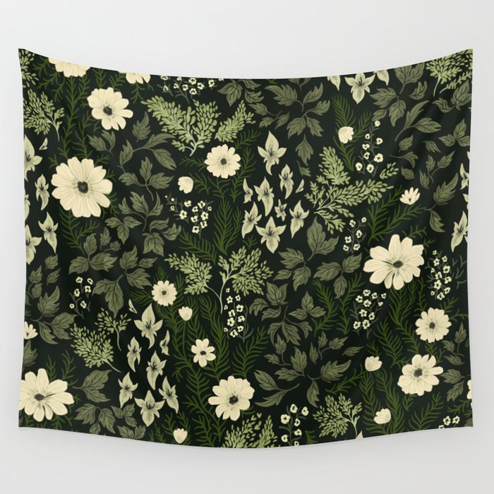 Woodland Nouveau Pattern Forest Green Wall Tapestry Gallery Image 4