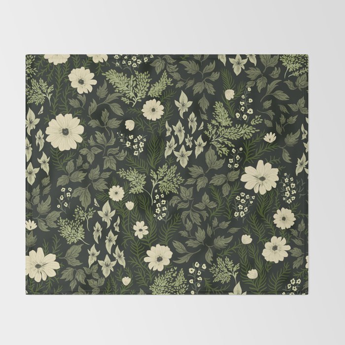 Woodland Nouveau Pattern Forest Green Throw Blanket Gallery Image 2