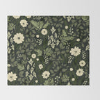 Woodland Nouveau Pattern Forest Green Throw Blanket Gallery Image 2