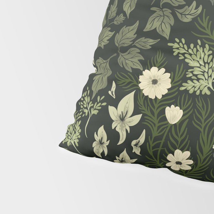 Woodland Nouveau Pattern Forest Green Pillow Sham Gallery Image 4