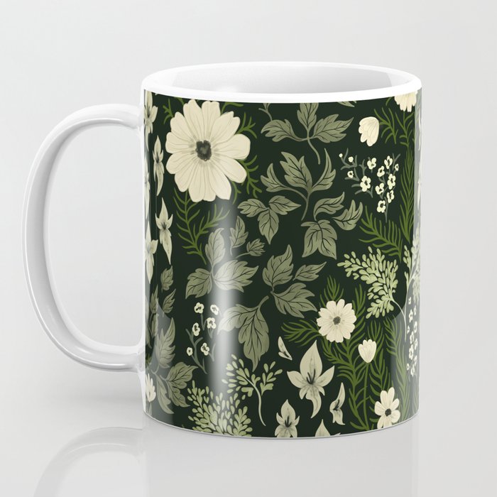 Woodland Nouveau Pattern Forest Green Coffee Mug Gallery Image 3