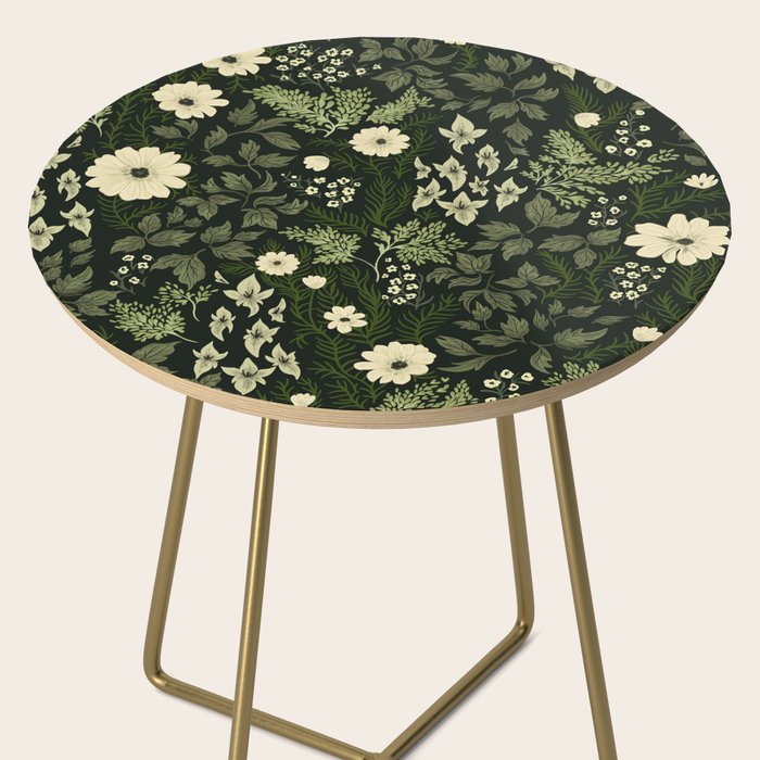 Woodland Nouveau Pattern Forest Green Side Table Gallery Image 2