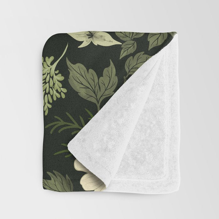 Woodland Nouveau Pattern Forest Green Throw Blanket Gallery Image 3