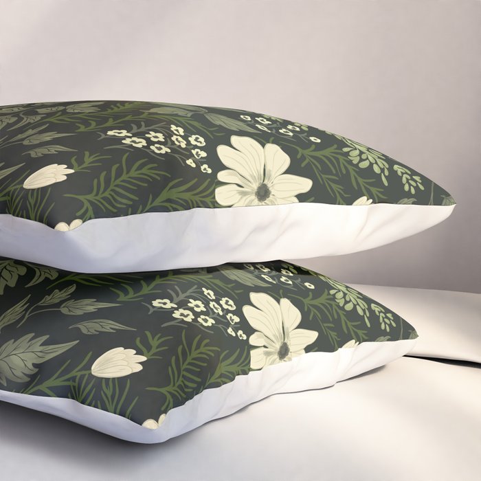 Woodland Nouveau Pattern Forest Green Pillow Sham Gallery Image 3