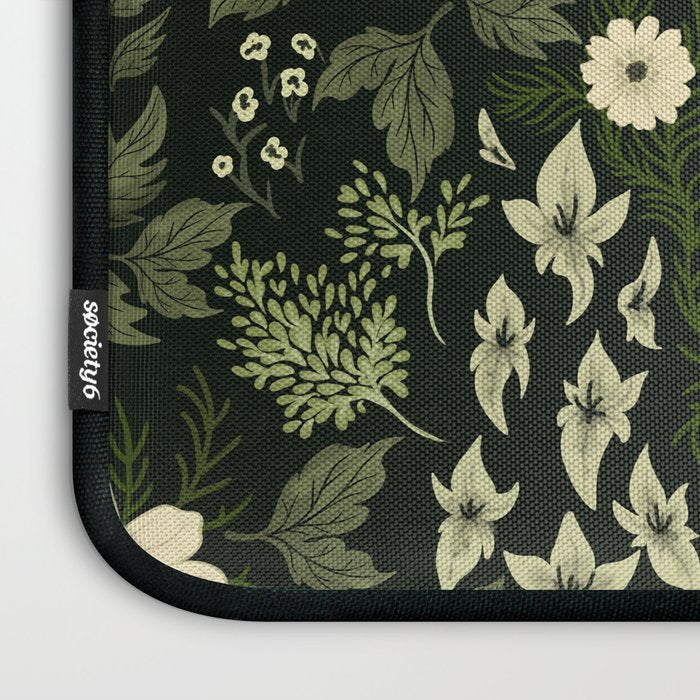 Woodland Nouveau Pattern Forest Green Laptop Sleeve Gallery Image 3