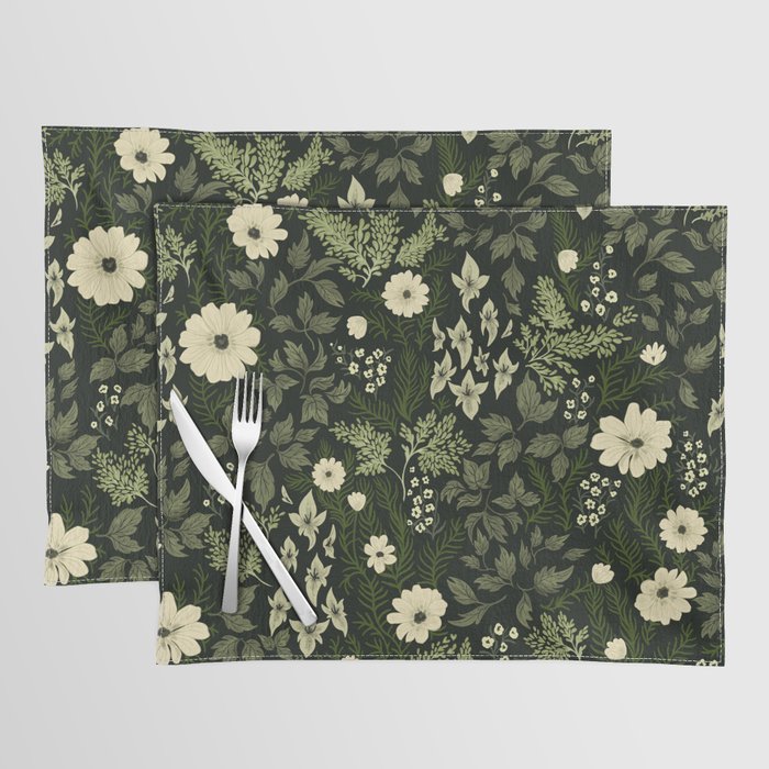 Woodland Nouveau Pattern Forest Green Placemat Gallery Image 1