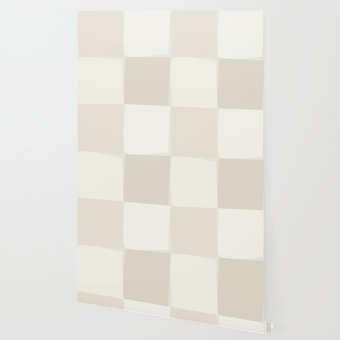 Neutral Minimal Flux Check Irregular Organic Grid Pattern in Pale Beige and Cream Tones Wallpaper Gallery Image 2