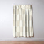 Neutral Minimal Flux Check Irregular Organic Grid Pattern in Pale Beige and Cream Tones Window Curtain Gallery Image 3