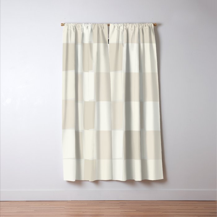 Neutral Minimal Flux Check Irregular Organic Grid Pattern in Pale Beige and Cream Tones Window Curtain Gallery Image 3