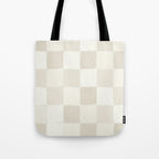 Neutral Minimal Flux Check Irregular Organic Grid Pattern in Pale Beige and Cream Tones Tote Bag Gallery Image 1