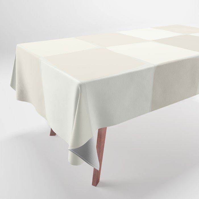 Neutral Minimal Flux Check Irregular Organic Grid Pattern in Pale Beige and Cream Tones Tablecloth Gallery Image 1