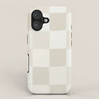 Neutral Minimal Flux Check Irregular Organic Grid Pattern in Pale Beige and Cream Tones iPhone Case Gallery Image 1