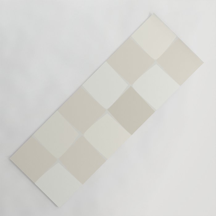 Neutral Minimal Flux Check Irregular Organic Grid Pattern in Pale Beige and Cream Tones Yoga Mat Gallery Image 1