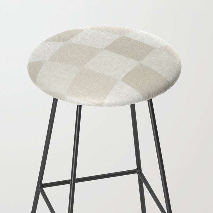 Neutral Minimal Flux Check Irregular Organic Grid Pattern in Pale Beige and Cream Tones Stool Gallery Image 2