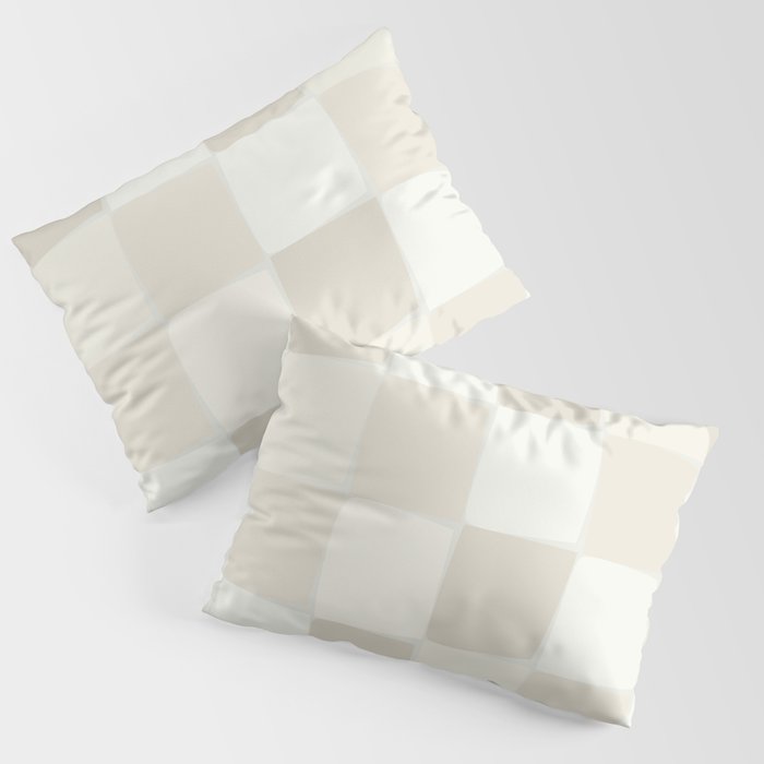 Neutral Minimal Flux Check Irregular Organic Grid Pattern in Pale Beige and Cream Tones Pillow Sham Gallery Image 3