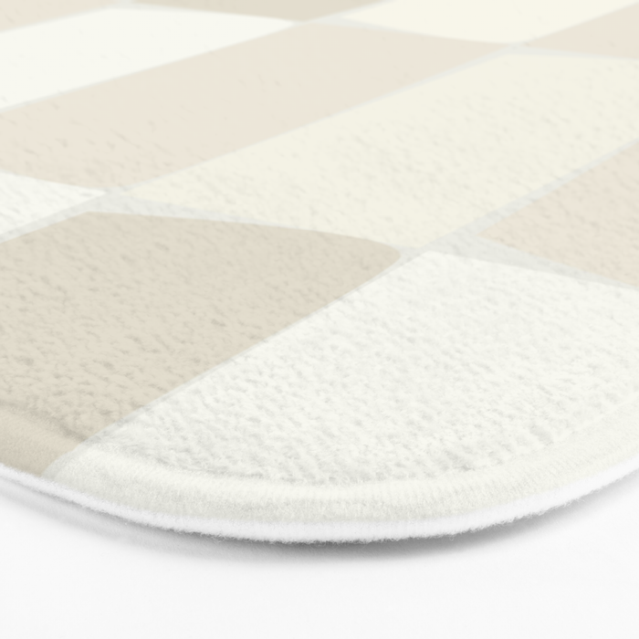 Neutral Minimal Flux Check Irregular Organic Grid Pattern in Pale Beige and Cream Tones Bath Mat Gallery Image 3