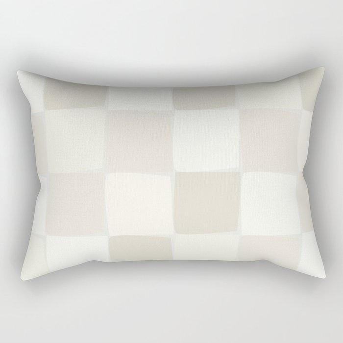 Neutral Minimal Flux Check Irregular Organic Grid Pattern in Pale Beige and Cream Tones Rectangular Pillow Gallery Image 2