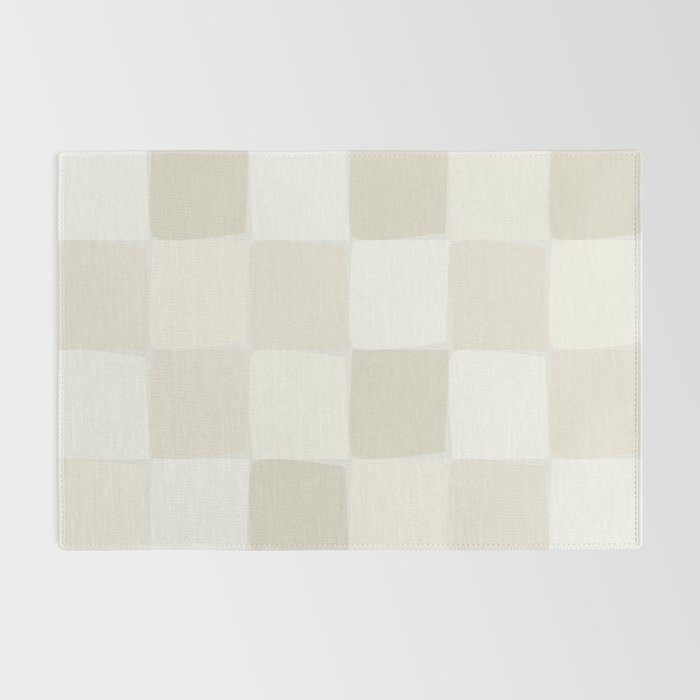 Neutral Minimal Flux Check Irregular Organic Grid Pattern in Pale Beige and Cream Tones Rug Gallery Image 2