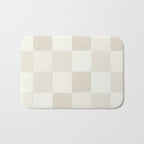 Neutral Minimal Flux Check Irregular Organic Grid Pattern in Pale Beige and Cream Tones Bath Mat Gallery Image 1
