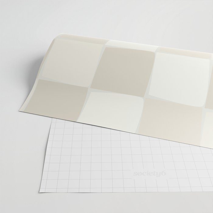 Neutral Minimal Flux Check Irregular Organic Grid Pattern in Pale Beige and Cream Tones Wrapping Paper Gallery Image 2