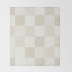 Neutral Minimal Flux Check Irregular Organic Grid Pattern in Pale Beige and Cream Tones Throw Blanket Gallery Image 2