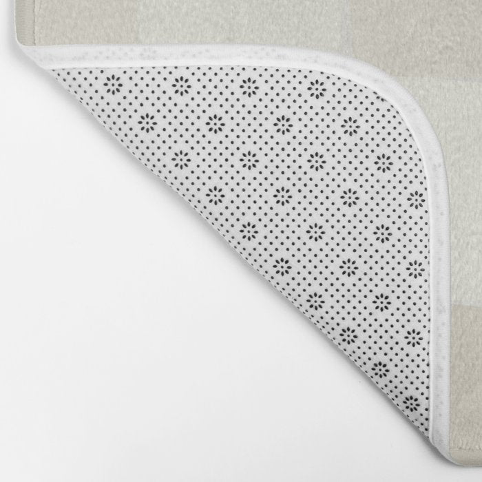Neutral Minimal Flux Check Irregular Organic Grid Pattern in Pale Beige and Cream Tones Bath Mat Gallery Image 2