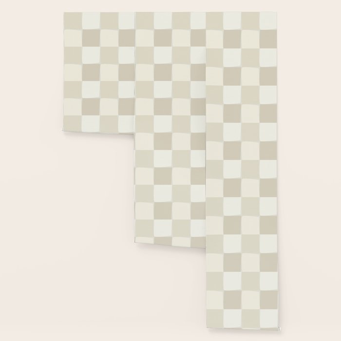 Neutral Minimal Flux Check Irregular Organic Grid Pattern in Pale Beige and Cream Tones Wallpaper Gallery Image 3