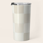 Neutral Minimal Flux Check Irregular Organic Grid Pattern in Pale Beige and Cream Tones Travel Mug Gallery Image 3