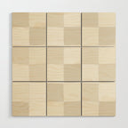 Neutral Minimal Flux Check Irregular Organic Grid Pattern in Pale Beige and Cream Tones Wood Wall Art Gallery Image 1