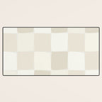 Neutral Minimal Flux Check Irregular Organic Grid Pattern in Pale Beige and Cream Tones Desk Mat Gallery Image 3