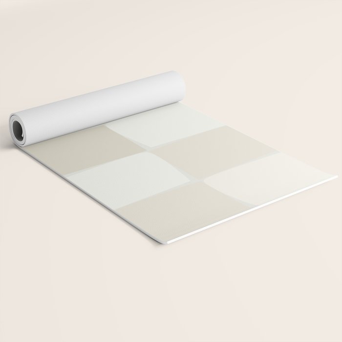 Neutral Minimal Flux Check Irregular Organic Grid Pattern in Pale Beige and Cream Tones Yoga Mat Gallery Image 2