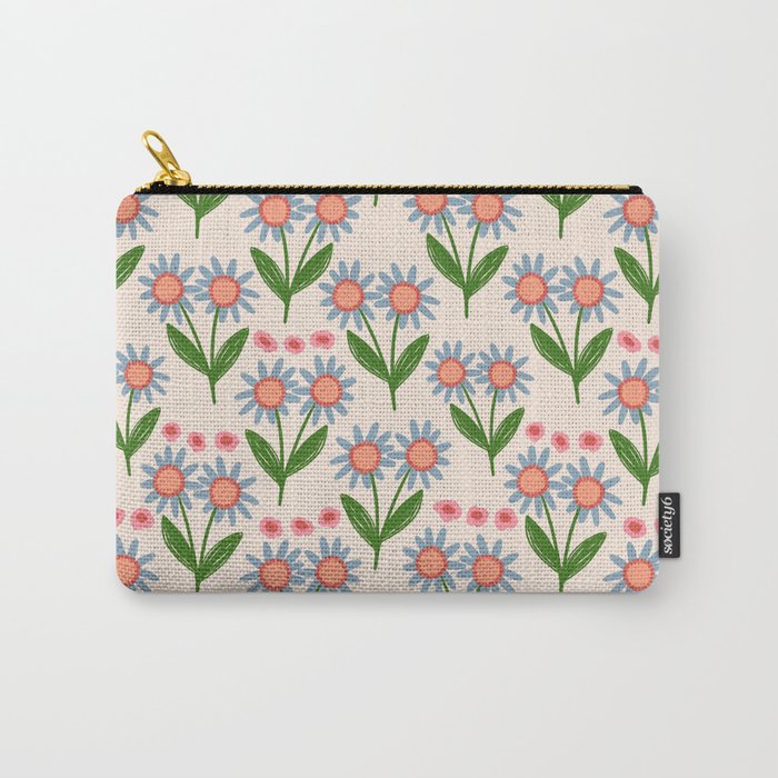 Blue and Green Daisy Floral Garden  Carry All Pouch Gallery Image 1