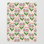 Blue and Green Daisy Floral Garden  Poster Gallery Image 4