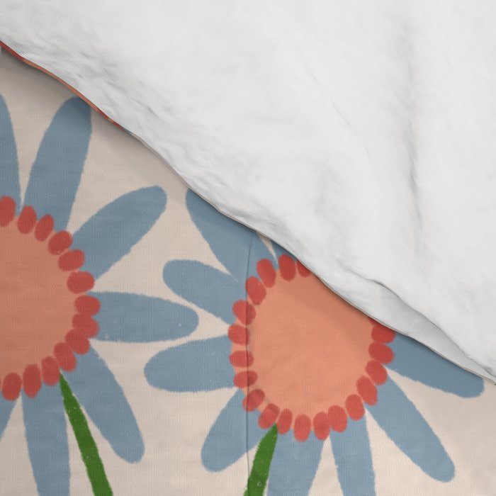 Blue and Green Daisy Floral Garden  Comforter Gallery Image 4