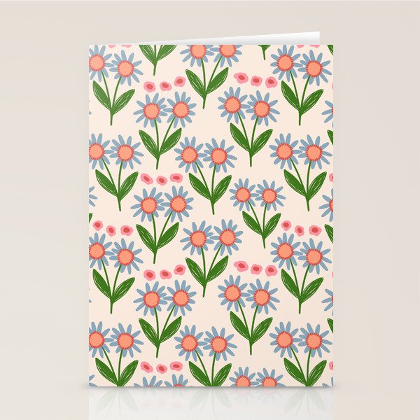 Blue and Green Daisy Floral Garden  Stationery Card Gallery Image 2