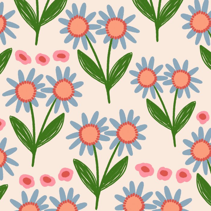Blue and Green Daisy Floral Garden  Coffee Mug Gallery Image 2