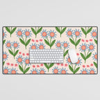 Blue and Green Daisy Floral Garden  Desk Mat Gallery Image 1
