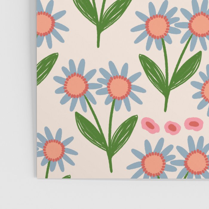 Blue and Green Daisy Floral Garden  Poster Gallery Image 3