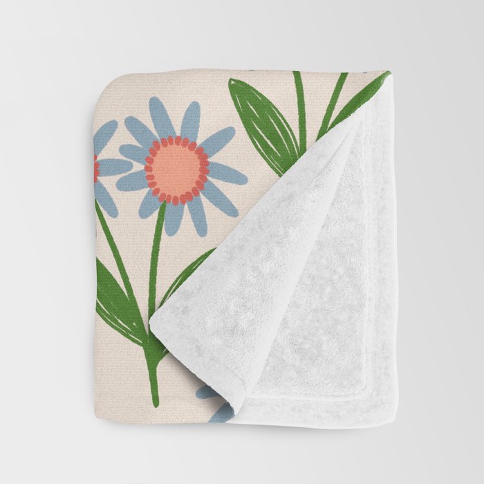 Blue and Green Daisy Floral Garden  Throw Blanket Gallery Image 3